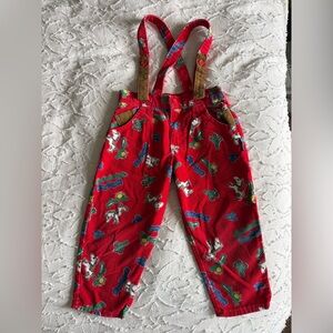 Vintage Oshkosh Corduroy Western Print Suspender Pants 4T